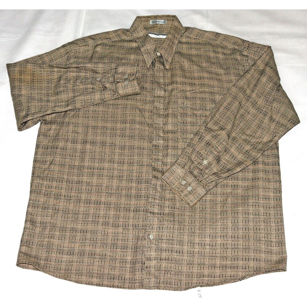 Jhane Barnes Men's Long Sleeve Button Front Geometric Shirt Size Large